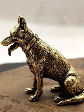 Brass German Shepherd Dog Figure Small Figure For A Dog Lover